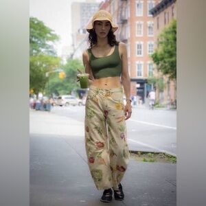 Free People Printed Barrel Jeans in Garden Combo - Veggies